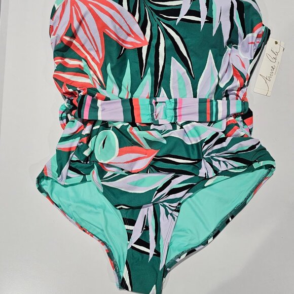 Anne Cole Plus Size Zesty Tropical Belted Scoop-Neck One-Piece Swimsuit - Picture 5 of 12